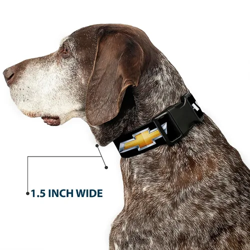 Vista 7 de Buckle-Down Collar de perro Clip de plástico Chevrolet Bowtie Negro Oro Blanco 9 a 15 pulgadas 1.0 pulgadas de ancho, PC-WCH007-S