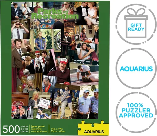 Vista 7 de AQUARIUS Rompecabezas de collage Parks and Rec (rompecabezas de 500 piezas) – Sin deslumbramiento – Ajuste de precisión – Mercancía oficial de Parks