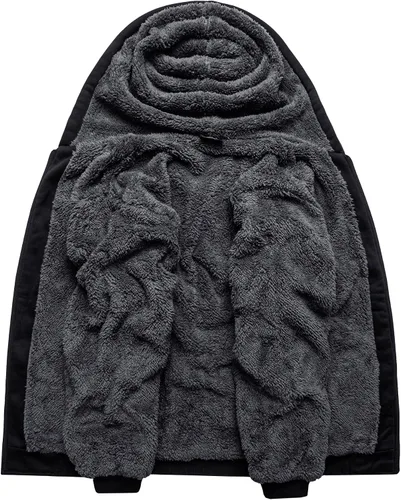Vista 2 de SCODI Sudaderas con capucha para hombre, de forro polar, con cremallera completa, con forro de sherpa grueso