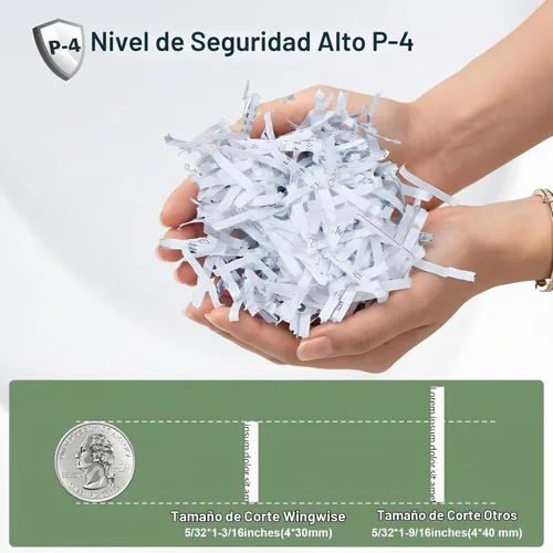 Vista 4 de Wingwise Trituradora de papel de alimentación automática de 60 hojas para blanco: 40 minutos de tiempo de ejecución