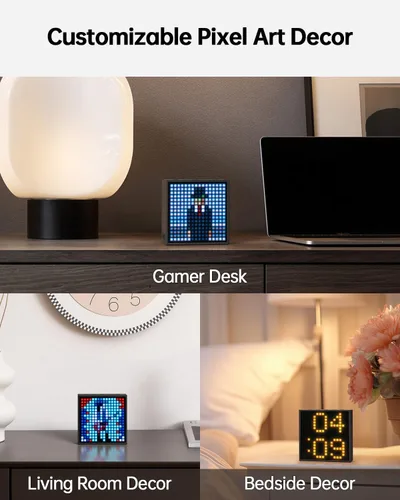 Vista 7 de Divoom TimeBox Evo - Pixel Art Bluetooth Speaker with 16x16 LED Display APP Control - Cool Animation Frame & Gaming Room Setup & Bedside Alarm