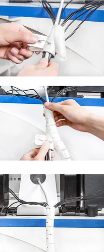 Vista 6 de Funda organizadora para cables, tubo en espiral, para el hogar, oficina, PC, TV (longitud negra, 59 pulgadas de diámetro, 1.1 pulgadas)