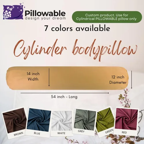 Vista 5 de Solo funda - Funda de almohada redonda beige de 54 x 12 pulgadas - Solo funda - Funda de almohada con cremallera - 100% microfibra cepillada - Funda