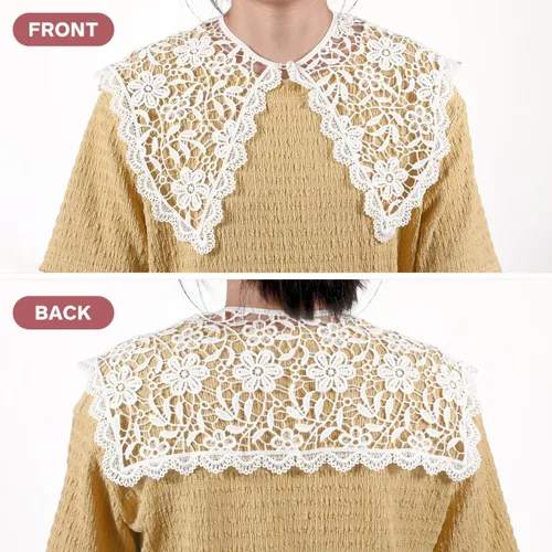 Vista 7 de GALPADA Collar falso desmontable para mujeres y niñas, cuello de encaje, cuello blanco, cuello falso, chal para vestido