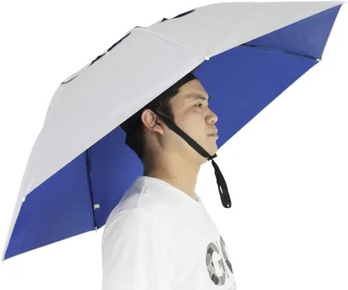 Vista 14 de Sombrero paraguas de pesca plegable ajustable, 37.4” extragrande, con manos libres, 7 nervaduras, impermeable, anti-UV, para pesca, jardinería