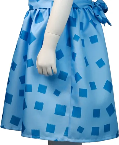 Vista 8 de Weixu Disfraz de Matilda de The Musical Cosplay para niñas, vestido azul con cinturón, manga corta, falda polo, traje de Halloween para niños