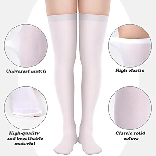 Vista 2 de SATINIOR Calcetines de bota hasta la rodilla para mujer, medias de cosplay de Halloween
