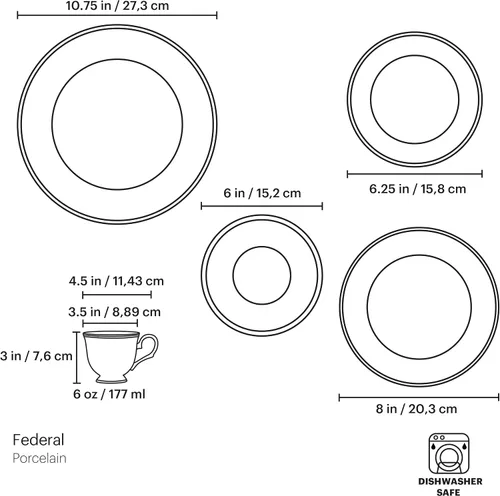 Vista 10 de Lenox Creamer Federal Platino, Blanco