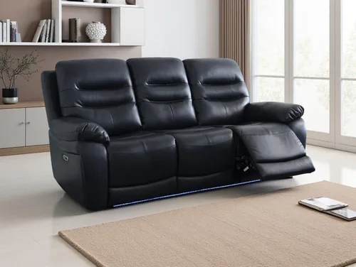 Vista 127 de Juego de sofá reclinable eléctrico, seccional de cuero transpirable beige, juego de muebles de sala de estar, 2 piezas, sofá reclinable eléctrico