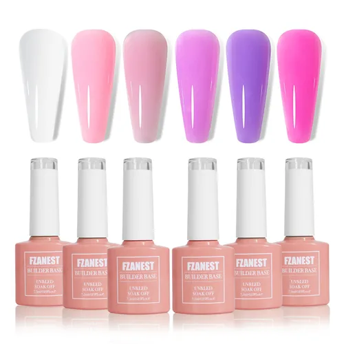 Vista 19 de FZANEST Gel constructor de base de goma para uñas, esmalte de gel de color transparente, capa base de goma elástica para extensión de engrosamiento
