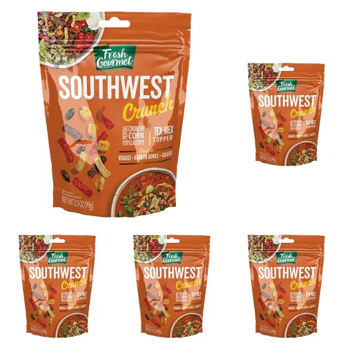 Vista 15 de Fresh Gourmet Asian Fusion Crunch - Bolsa de 3.5 onzas, individual Wonton de ajo y jengibre, cebollas crujientes, almendras en rodajas Ensaladas