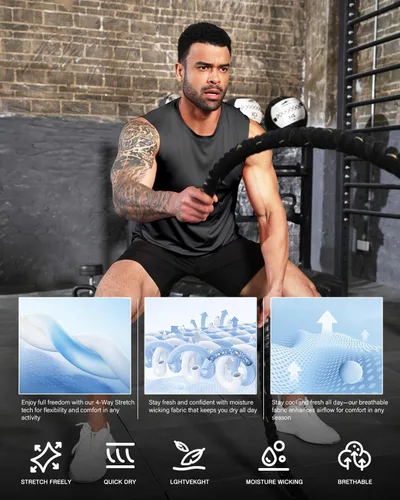 Vista 5 de Boyzn Camisetas sin mangas para hombre, paquete de 3 camisetas sin mangas para entrenamiento, gimnasio, atletismo, culturismo, fitness, camisetas