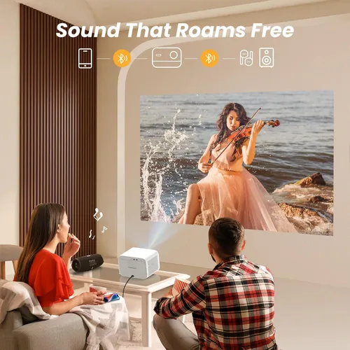 Vista 7 de [Sonido de JBL y alto brillo] Proyector Yaber con WiFi y Bluetooth, enfoque automático/corrección Keystone, proyector de película de sonido 3D