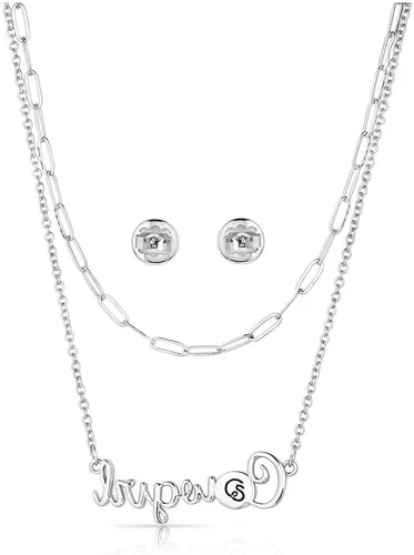 Vista 4 de Montana Silversmiths Conjunto de joyería de estilo occidental con turquesa elaborada a mano: aretes y collar