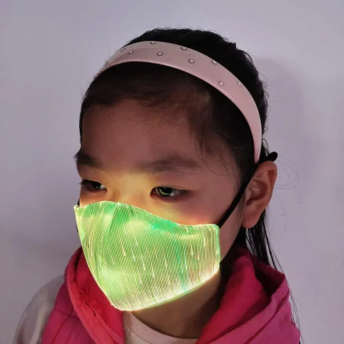 Vista 4 de Máscara LED para niños RGB LED de fibra óptica iluminada para fiestas Rave Halloween máscaras para niños y niñas