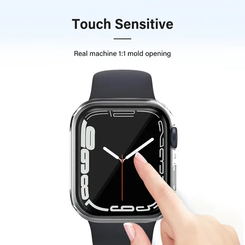 Vista 6 de Juego de 2 fundas con protector de pantalla de vidrio templado para Apple Watch SE (Gen 1/2/3) Series 4/5/6 40mm, tacto suave, protección