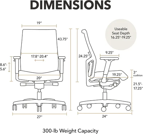 Vista 2 de HON Ignition 2.0 - Silla de trabajo con respaldo medio, control avanzado de inclinación sincronizada, silla de oficina con soporte lumbar, brazos