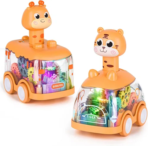 Vista 8 de ShinySong Coches de juguete para bebés, auto de prensa y marcha para niños pequeños, juguetes iluminados, regalos de cumpleaños para niños y niñas
