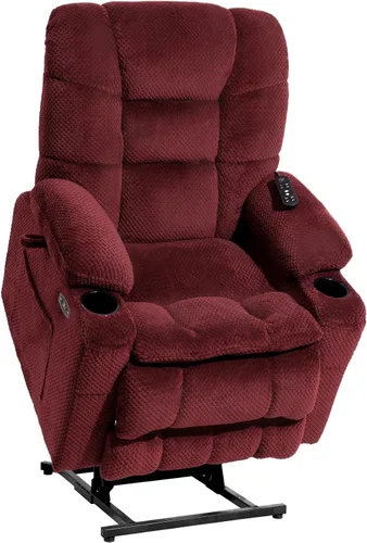 Vista 12 de EONIX Silla reclinable ancha para ancianos, silla elevadora de gran tamaño resistente de 400 libras con calor y masaje, reclinable elevador