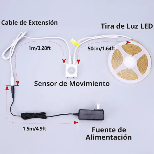 Vista 7 de GOMING Tira de luz LED COB con sensor de movimiento, 16.4 pies