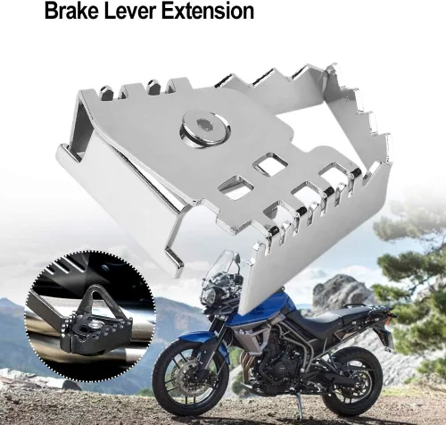 Vista 2 de Acouto extensión de la palanca del freno trasero, motocicleta freno trasero extensión pedales de acero inoxidable ancho pie trasero palanca pedal