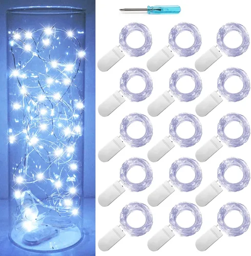 Vista 11 de SmilingTown Guirnalda de luces de hadas funcionan con pilas, paquete de 15 luces LED de 7.2 pies, 20 luces LED de luciérnaga estrellada para boda