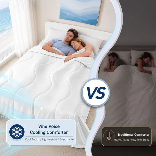 Vista 3 de Edredón frío para personas calurosas, sudores nocturnos, relleno, manta fría reversible, ligero y transpirable, verano, 68 x 90 pulgadas, blanco