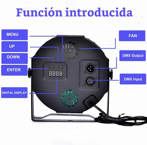 Vista 4 de Luces de escenario 36 LED Luces Par RGB Iluminación de escenario Luces ascendentes 7 modos Luz DJ Activación de sonido Control con control remoto