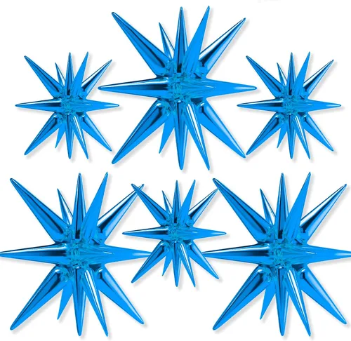 Vista 15 de Globos de papel de aluminio con forma de estrella negra de PartyWoo, 2 piezas de 42 pulgadas, grandes, con puntas explosivas, de Mylar