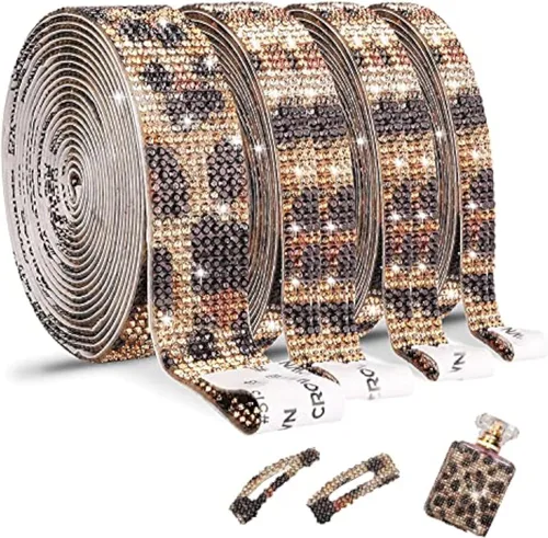 Vista 10 de 4 Rollos de Cinta Autoadhesiva de Diamantes de Imitación de Cristal, Cinta de Diamantes Bling con Adhesivos de 2 mm para Manualidades, Boda, AB