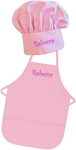 Vista 12 de Bordado personalizado fabricado en los Estados Unidos – Añade un nombre para niño delantal y sombrero – Tallas para niños pequeños y niños