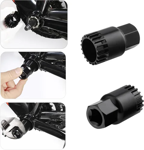 Vista 2 de Extractor de manivela de bicicleta Herramienta de extracción de soporte inferior de bicicleta con llave de 0.630 in Kit de herramientas