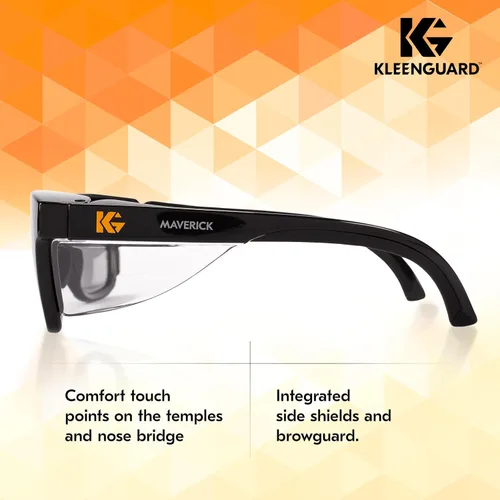 Vista 4 de KleenGuard™ V30 Maverick™ - Gafas de seguridad (49311), con revestimiento antivaho KleenVision™, lentes ahumadas, montura negra, gafas de sol unisex