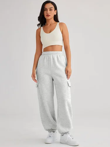 Vista 5 de AUTOMET Pantalones deportivos tipo cargo para mujer, de gran tamaño, de forro polar, trajes de moda de otoño, ropa Y2K 2023 con bolsillos