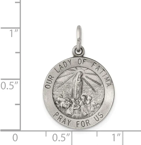 Vista 3 de Colgante de plata de ley 925 con medalla de Nuestra Señora de Fátima joyería fina para mujer L- 0827in ancho - 0709in Metal