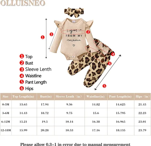 Vista 6 de Ropa para bebé recién nacida, conjunto de pantalones florales de manga larga para otoño e invierno