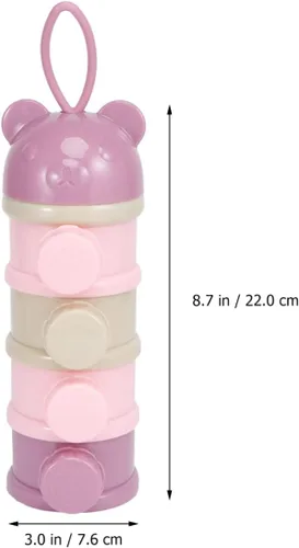 Vista 3 de Alipis Caja portátil de leche en polvo de 4 capas para almacenamiento de fórmula de bebé, contenedor apilable de leche infantil con compartimentos a