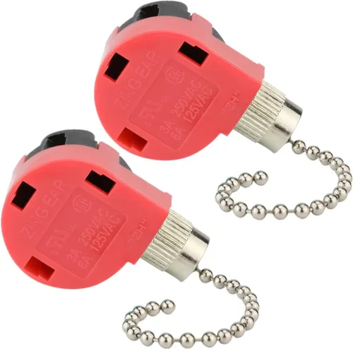 Vista 13 de ZE-268S1 - Interruptor de ventilador de techo Zing Ear 3 velocidades 4 cables de control de cadena de repuesto para ventiladores, lámparas de pared