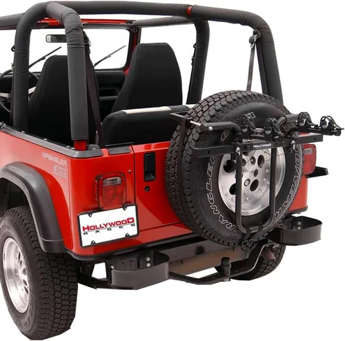 Vista 3 de Hollywood Racks SR1 - Soporte para neumáticos de repuesto para 2 bicicletas Adjustable Rear Bike Rack for SUV, Jeep, Fits Most Spare Tires