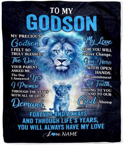 Vista 36 de Manta personalizada con texto en inglés «To My Godson», de Godmother Godmother Wolf Moon, My Love for You is Forever Godson Birthday Christmas