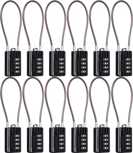 Vista 9 de SEPOX® Candado de combinación de 4 dígitos reiniciable, cable compacto de acero de vinilo de 7.1 in, bloqueo multiusos para casillero de gimnasio