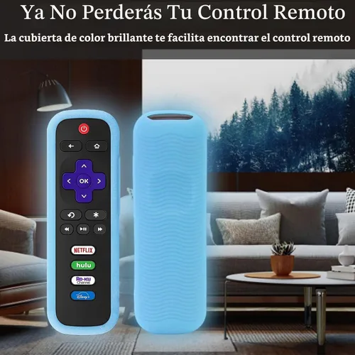 Vista 7 de Funda protectora de silicona para control remoto de Roku Funda universal para control remoto Roku de TCL Hisense con rastreador, luz en la Azul