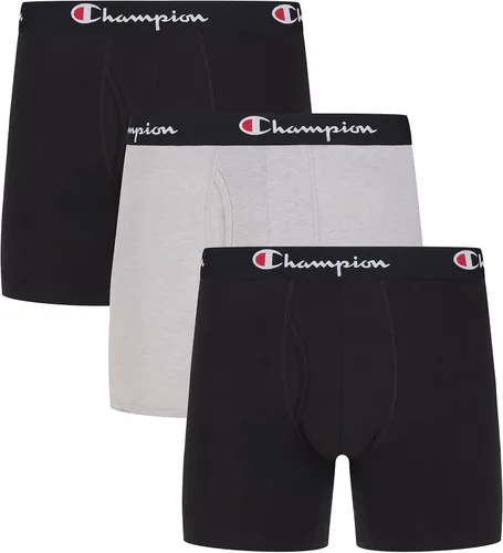 Vista 6 de Champion Men's Everyday Cotton Stretch Boxer Briefs- 3 Pack 2 Nuevo Ébano/Oxford Gris Jaspeado