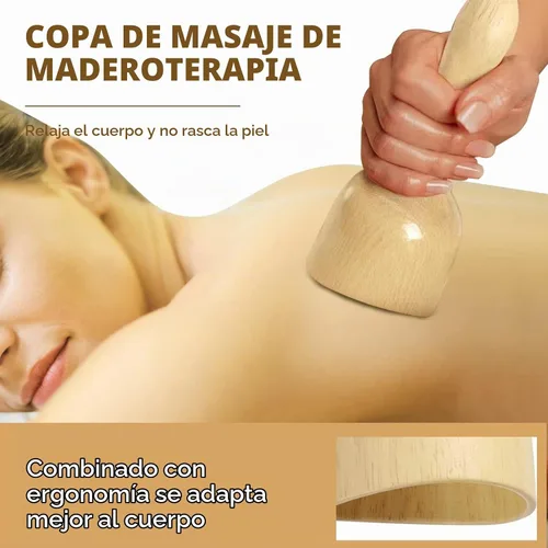 Vista 3 de Herramientas de masaje de terapia de madera, kit profesional de maderoterapia, herramientas de escultura corporal para drenaje linfático