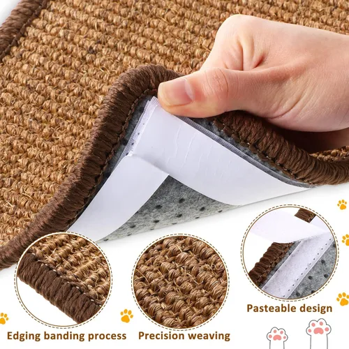 Vista 3 de Tuanse 4 alfombrillas rascadoras para gatos, 15.7 x 7.8 pulgadas, almohadilla rascador de sisal para gatos, alfombra horizontal para rascar el suelo