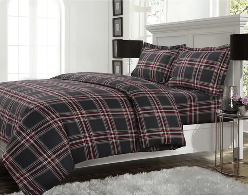 Vista 19 de Tribeca Living ST170DSQUBG - Juego de edredón de franela de gran tamaño, tamaño Queen, negro/gris