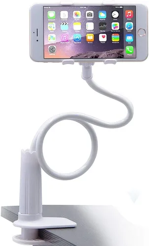 Vista 8 de Soporte para teléfono celular, soporte perezoso universal para teléfono móvil, clip de brazo largo de cuello de cisne flexible (negro)
