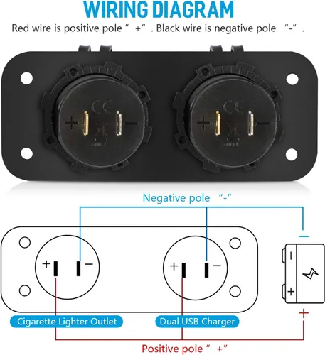 Vista 5 de [Actualizado] Divisor de toma de corriente para encendedor de cigarrillos, carga rápida 3.0 cargador USB con LED, toma de corriente USB de 12 V
