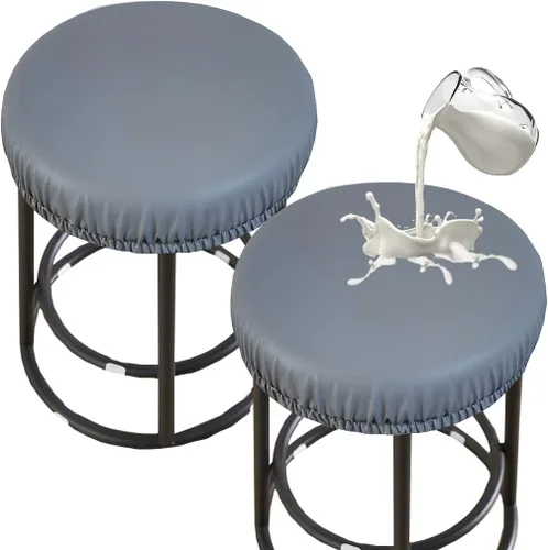 Vista 14 de HFCNMY Fundas para taburetes redondas, elásticas de poliuretano redondo, impermeables, fundas de asiento para taburetes de bar, fundas de asiento
