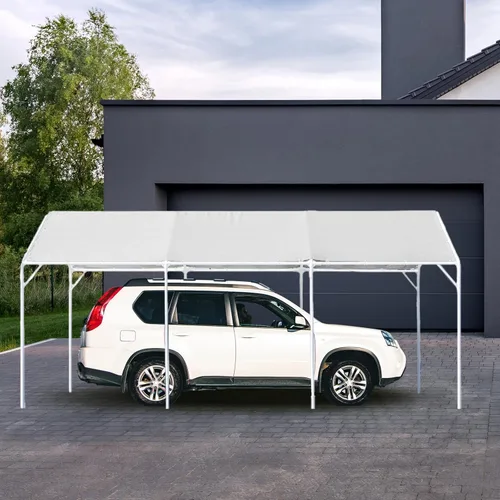 Vista 8 de Toldo de cochera resistente de 10 x 20 pies, impermeable, refugio de garaje, carpa de lona para automóvil, cubierta de repuesto para toldo